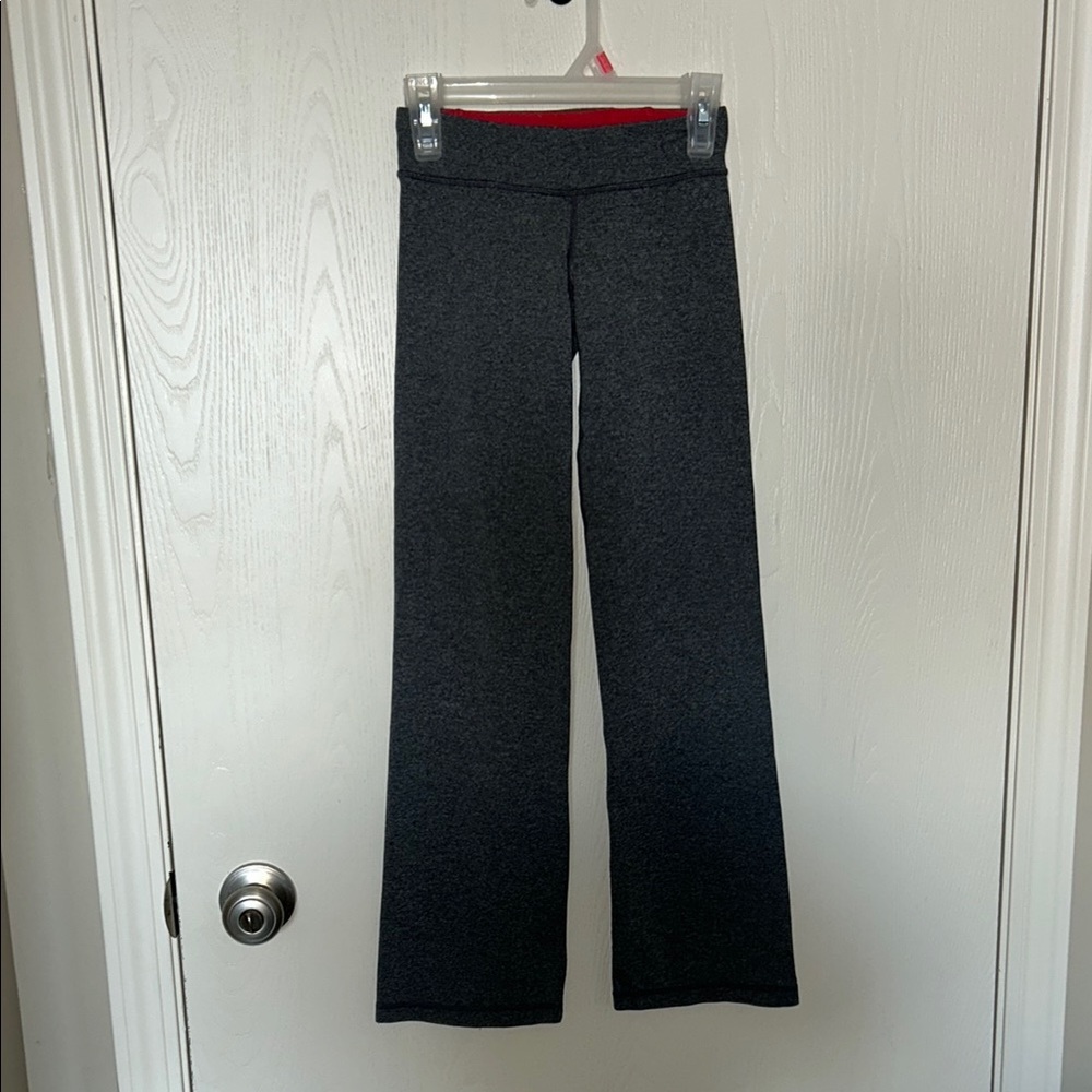 Ivivva Gray Flared Exercise Pants with Red Inner Waistband